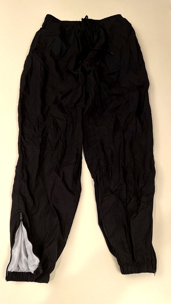 Vintage 1990s The Body Co Mens (Sz M) Athletic Track Pants Lined Zip Ankle Nylon